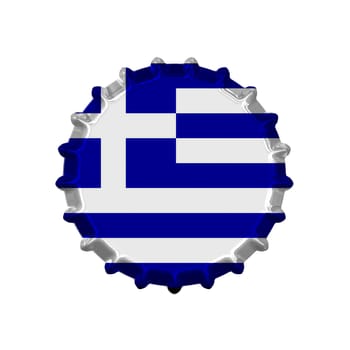 An illustration of a bottle cap with a country sign greece