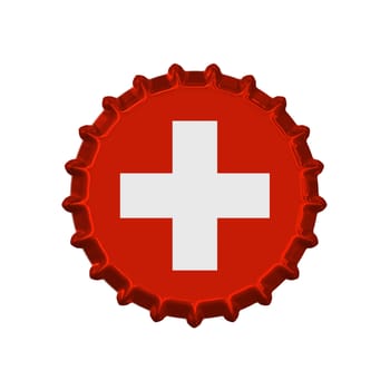 An illustration of a bottle cap with a country sign swiss