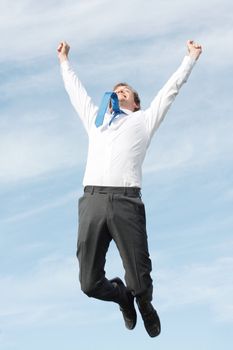 A very happy business man jumping