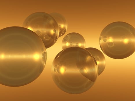 flying glass balls - 3d illustration