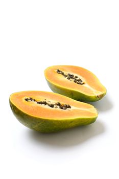 Papayas isolated on white bg