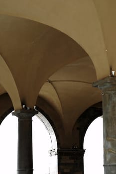 antique roof of a palace court in northern italy