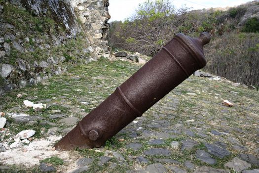 A cannon in front of a war fort in Fernando de Noronha - Brazil