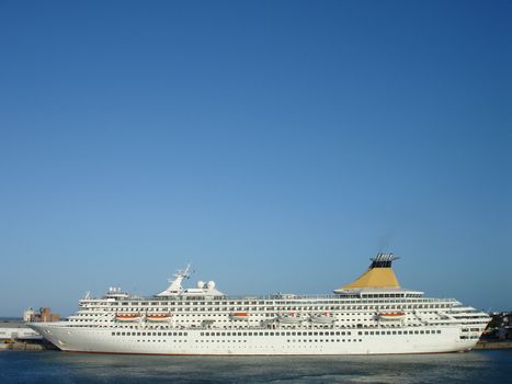 Cruise ship side view.
