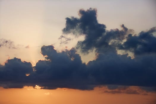 Sky at sunset with clouds in Maui, Hawaii, USA.