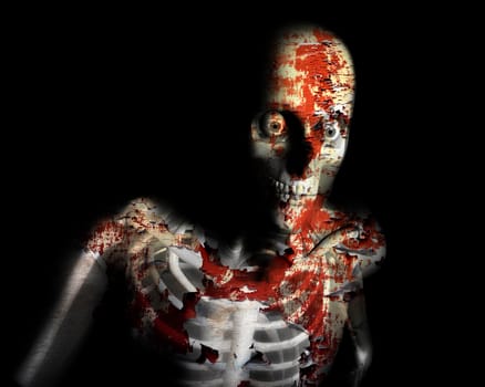 A conceptual Halloween image of a decaying zombie.