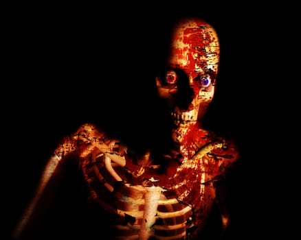 A conceptual Halloween image of a decaying zombie.