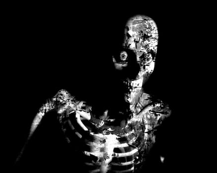 A conceptual Halloween image of a decaying zombie.