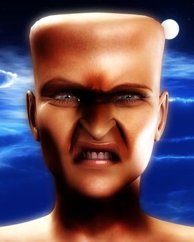 A conceptual Halloween image of Frankenstein's monsters head.
