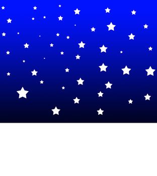 A simple scene created in illustrator of a snowy landscape with stars in the sky.
