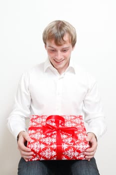 A man with a christmas present