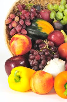 Closeup of basket filled with the fall harvest