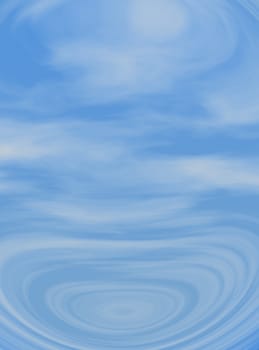 swirl in blue sky covered with fluffy clouds