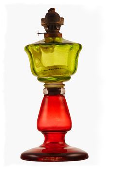 Old - Art Noveau - glass kerosene lamp - over white background - isolated