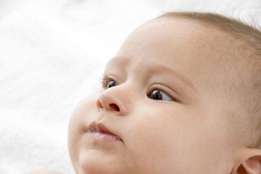 cute toddler posing with white background