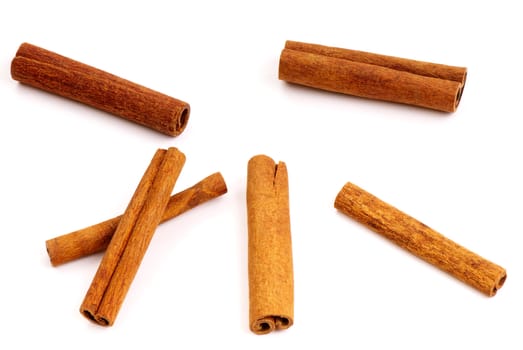 Cinnamon sticks isolated on white background. Close up.