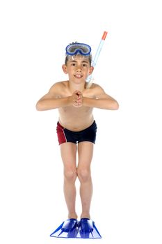a boy is ready for swimming