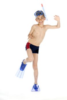 a boy is ready for swimming