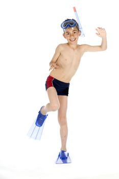 a boy is ready for swimming