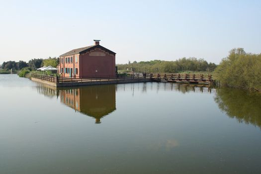old and beautiful restaurant placed on a lake