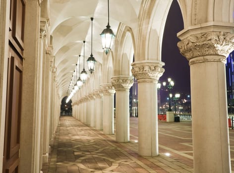 corridor of italian building style in macao