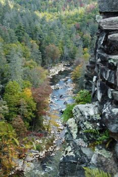A view of the Linville Gorge area of North Carolina. Seen during the fall of the year