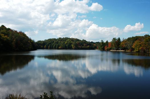 A rural North Carolina lake seen during the fall of year