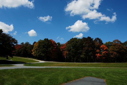 A fall day in the early fall of the year. Taken in a rural park in North Carolina