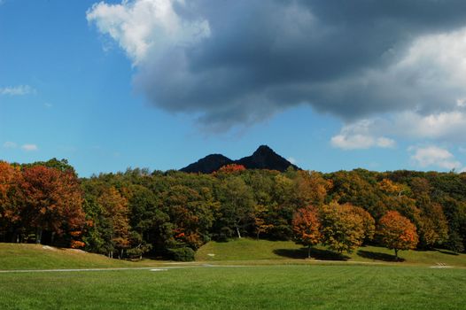 Clouds moving in the ruin a fall day in the mountains of North Carolina