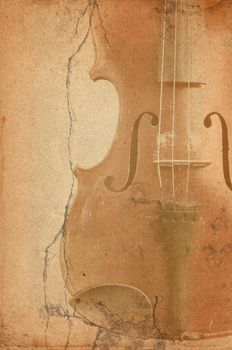 music background with old fiddle in grunge style