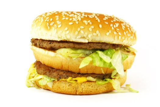 Big Juicy Hamburger On a White Background