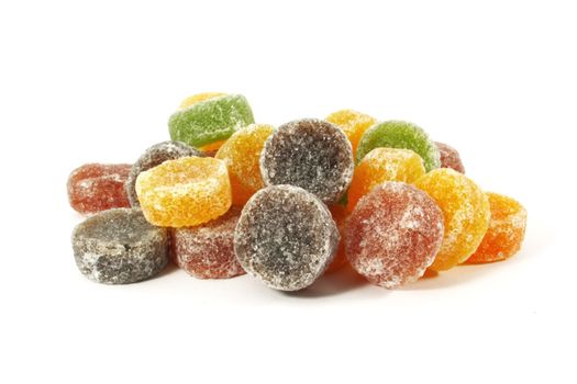 Pile of Candy Jelly Chews Laid Out on a White Background