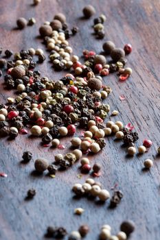 Pepper and other seasonings on a table