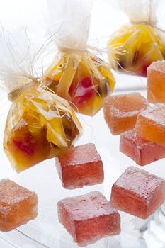 Marmalade and fruit candy with honey in pouch