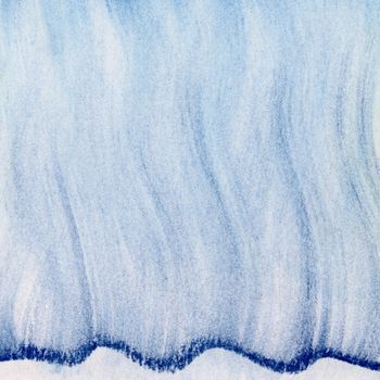 blue wavy abstract background - vertical smudges of soft pastel crayons on white paper