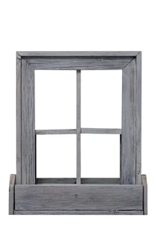 Wooden window isolated on white background with clipping path.
