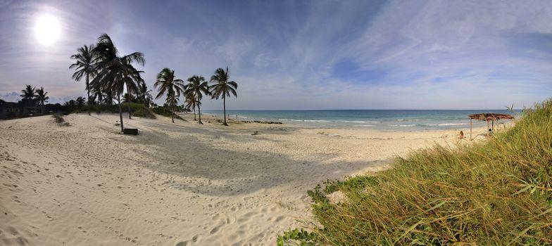 Panoramic view of beautiful tropical beach, Santa Maria, Cuba