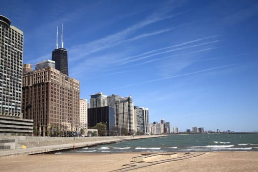 Buildings of Chicago near Lake Michigan