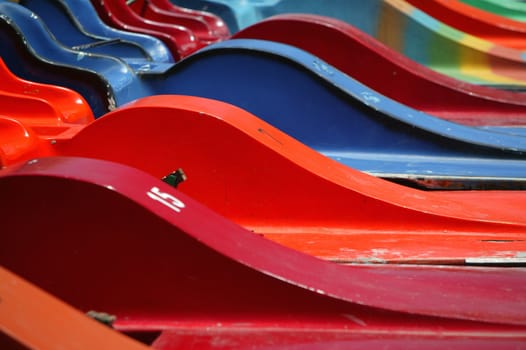 Colored Boats in Pond near Buenos Aires, Argentina