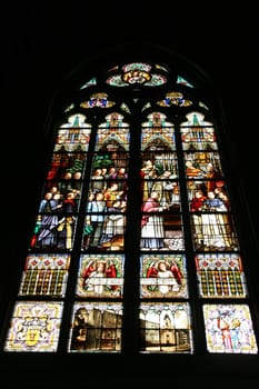 Beautiful stained glass art in Mariendom (St. Mary Cathedral), Linz, Upper Austria