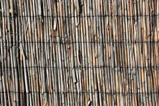 Vintage bamboo fence texture. Wooden background abstract.