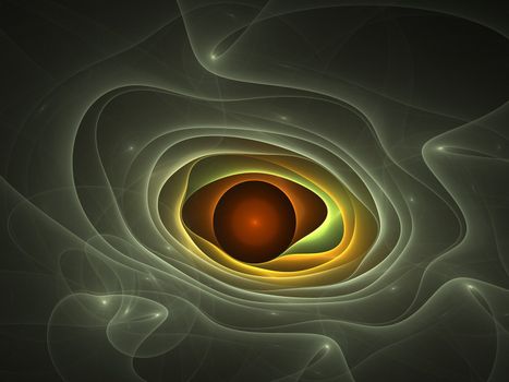 Abstract fractal background. Computer generated graphics. Strange red eye.