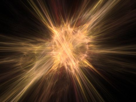 Abstract fractal background. Computer generated graphics. Explosion in darkness.