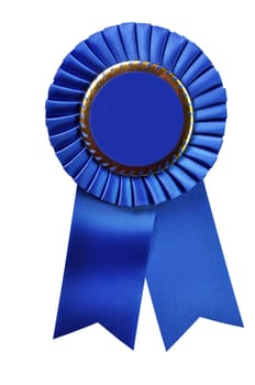 Blue ribbon award blank with copy space.  Isolated on white background with clipping path.