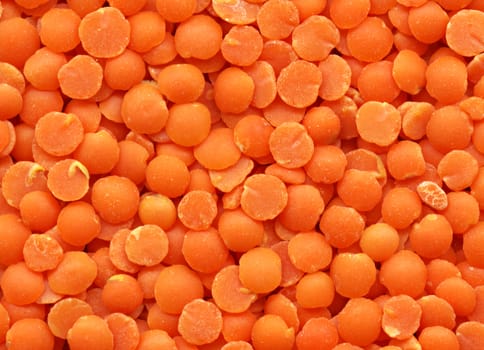 Close-up of dry red lentils, for texture or background