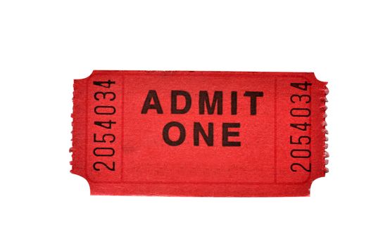 Admission ticket isolated on white background with clipping path.