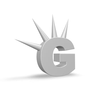 letter g with prickles on white background - 3d illustration