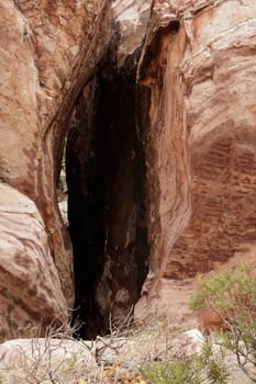 A narrow opening between a rock in Death Valley, California
