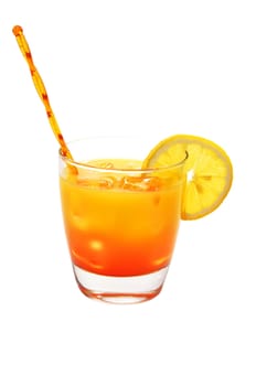 Tequila Sunrise isolated on white background with clipping path.