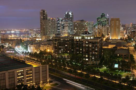 San Diego Skyline near dusk in California
